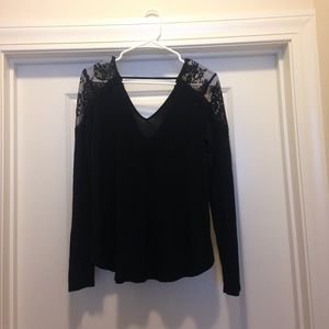 NWOT black American Eagle lace shoulder top